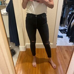 Agolde Black Distressed Ankle Jeans